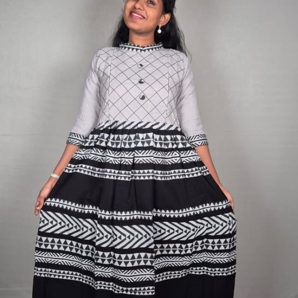 Elegant & Bold Feeding Kurti with Pleated Skirt